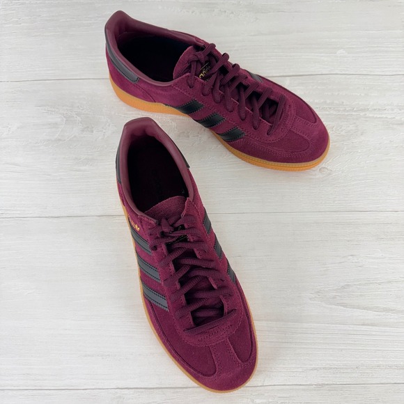 NEW Adidas Handball Spezial Sneakers Men Size 6.5 Womens 8 Burgundy Suede Black - Picture 11 of 13